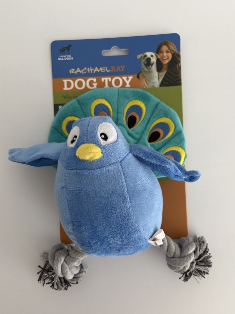 NEW Rachael Ray Peacock Dog Toy Plush Squeaky Crinkle Toy Stuffed Animal Chew